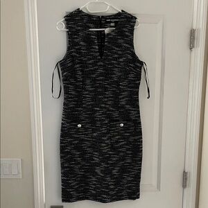NEW Karl Lagerfeld Black and White Tweed Midi Dress